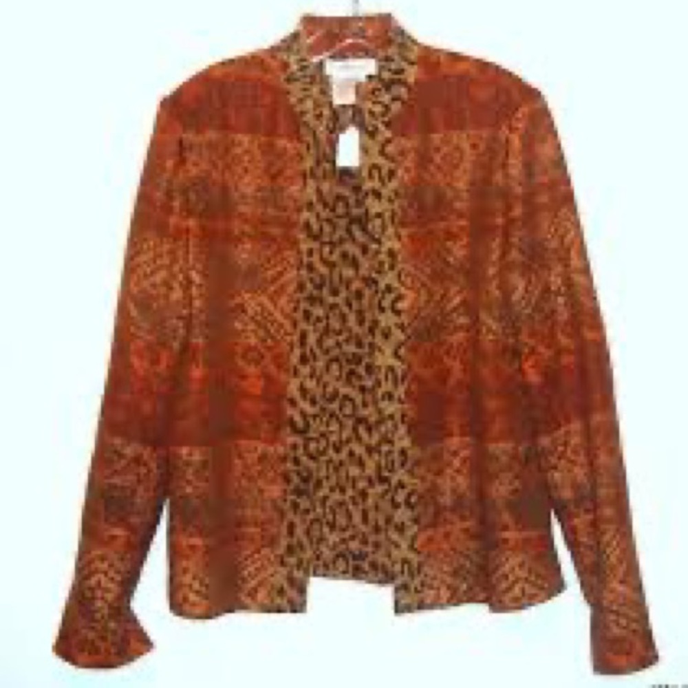 Reversible Leopard Print/ Jacquard Tapestry Jacket Blazer